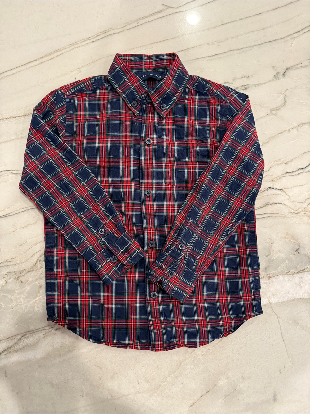 Janie & Jack Navy and Red Plaid Shirt